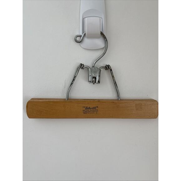 Setwell Hangers Lot Of 3 Vintage Wood Suit Pants Made In USA Strong Classic - Picture 8 of 16